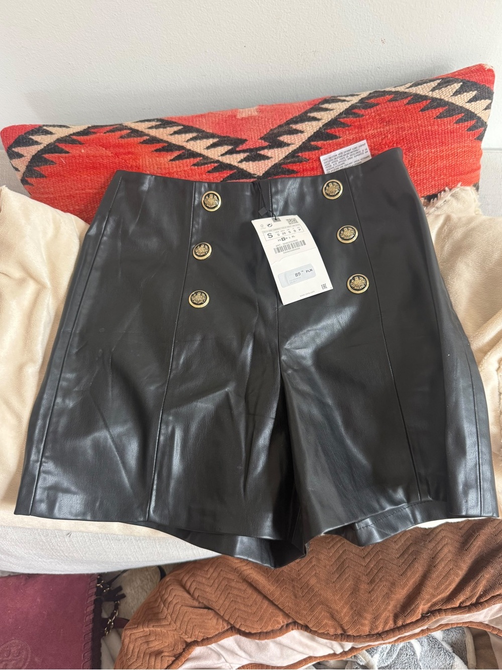 Zara high waisted leather shorts